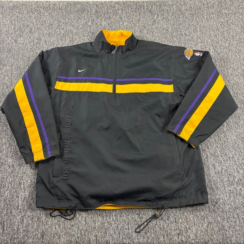 Vintage Y2K Nike Los Angeles Lakers NBA 1/4 Zip Jacket Black Fleece Men XL